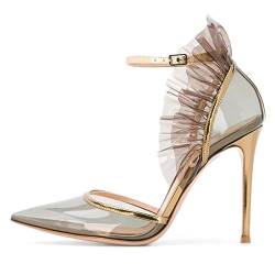 LiChA Damen-Sandalen mit spitzen Zehen, Knöchelriemen, Stiletto, transparentes PVC, hoher Absatz, 13 cm, 5,1 Zoll, Schuhe, geeignet für Kleiderpartys von LiChA