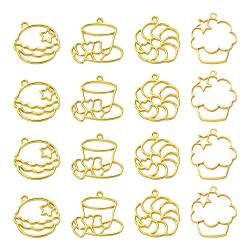 LiQunSweet 20 Stück 4 Stile offene Lünette für Lebensmittel, Dessert, Kuchen, Tassen, Tee, Anhänger, für DIY, UV-Harz, Epoxidharz, Schmuck, goldfarben von LiQunSweet