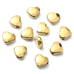 LiQunSweet Perlen aus 316er Edelstahl, goldfarben, strukturiert, süße Herzperlen, Abstandshalter für Armband, Halskette, Ohrringe, Schmuckherstellung, 7 x 8 mm, 20 Stück von LiQunSweet