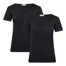 Liabel Damen Unterhemden T-Shirt Rundhalsausschnitt warm Baumwolle 2er Pack, Art. 2828-26 Schwarz 3 von Liabel