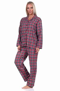 Damen Langarm Flanell Schlafanzug Pyjama Set kariert - 222 201 15 870, Farbe:rot, Größe:44-46 von Liakai