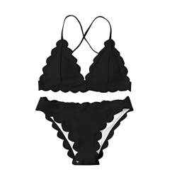 Lialbert Damen Push Up Gepolsterter Bikini-Set Crossover Bandage Bikinis Sexy Wellenkante Badehose Bademode Badeanzug von Lialbert