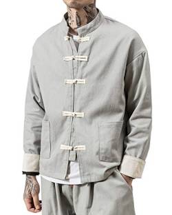 Liangzhu Herren Leinen Mäntel China Handgemachte Kung Fu Tai Chi Baumwolle Jacke Von Maßschneider Grau 2XL von Liangzhu