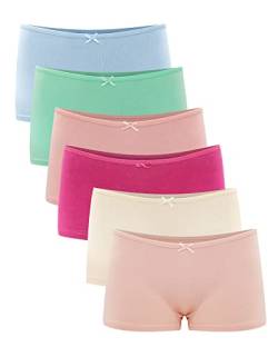 Libella® Panties Damen Boxershorts Unterhose Unterwäsche Set Baumwolle 6er Pack 3901 Rosa/Hellrosa/Grasgrün/Dunkelrosa/Aprikosenweiß/Himmelblau XXL von Libella