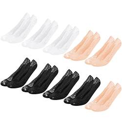 Libella 10er Pack Unsichtbare Socken Damen Ballerina Socken Frauen Füßlinge Rutschfest Netz Spitze Baumwolle Atmungsaktiv 2024 35-38 von Libella