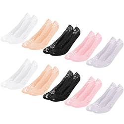 Libella 10er Pack Unsichtbare Socken Damen Ballerina Socken Frauen Füßlinge Rutschfest Netz Spitze Baumwolle Atmungsaktiv Mehrfarbig 2024 35-38 von Libella