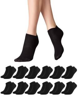 Libella 12 Paar Schwarze Socken Damen 39-42,Sneaker Socken Damen 39-42,Füßlinge Damen,Damensocken 39-42 Baumwolle,Socken Schwarz Damen 39 42 von Libella