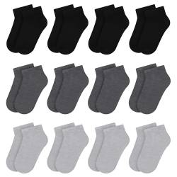 Libella 12 Paar Sneaker Socken Jungen/Mädchen Kurzsocken Füßlinge schwarz und grau 80% Baumwolle 2864 35-38 von Libella