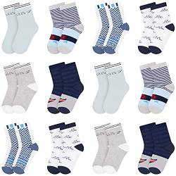 Libella 12er Kinder Jungen Socken mit Streifen und Fahrrad Muster Kids Füßlinge Sneakersocken bunt 2802 35-38 von Libella