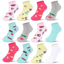 Libella 12er Kinder Mädchen Socken mit Obstmotiven Kids Füßlinge Sneakersocken bunt 2868 23-26 von Libella