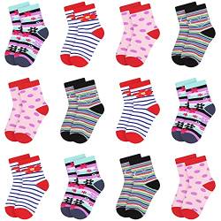 Libella 12er Kinder Mädchen Socken mit Punkte und Streifen Kids Füßlinge Sneakersocken bunt 2803 31-34 von Libella