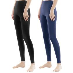 Libella 2er Pack Damen Lange Leggings bunt mit Hohe Taille Slim Fit Fitnesshose Sport aus Baumwolle 4108 Schwarz Marineblau S von Libella