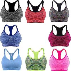 Libella 3er Pack Damen Bustier Bralette Sport BH Wohlfühl-BH Sportliche Comfort BH Gepolsterter Push UP Stützfunktion verstellbare Träger Ohne Bügel Yoga Fitness 3714 Zufallsprinzip SM von Libella