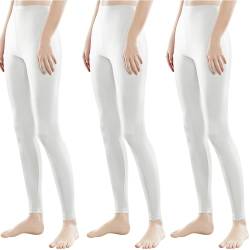 Libella 3er Pack Damen Lange Leggings bunt mit Hohe Taille Slim Fit Fitnesshose Sport aus Baumwolle 4108 Weiß L von Libella