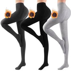 Libella 3er Pack Thermo Strumpfhose Damen gefüttert Winter Strumpfhose Kuschel seamless blickdichte warme Winterstrumpfhose Tight Mehrfarbig 4174 Schwarz + Dunkelgrau + Hellgrau XL/XXL von Libella