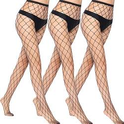 Libella 3pcs Netzstrumpfhose schwarz Damen fishnet stockings Netz Strumpfhosen Damen Sexy Netzstrümpfe Damen mit großes Netz 27218 von Libella