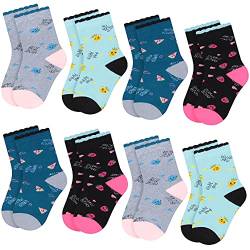 Libella 8 Paar Kinder Jungen Socken aus Baumwolle Kinder Sneakersocken mit Streifen und Dinosauriern Mustern bunt 2920 27-30 von Libella