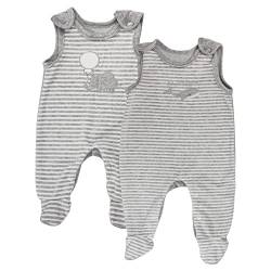 Libella Baby Jungen Strampler aus Samt mit Fuß Elefanten Delfin Gemustert 2er Pack 7101 GE 74 von Libella