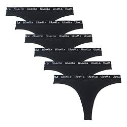 Libella Baumwolle Tanga Damen,6er Pack Damen String Tanga Damen Set, Sexy Dessous Schwarz Damen Thongs 3207BL XL von Libella