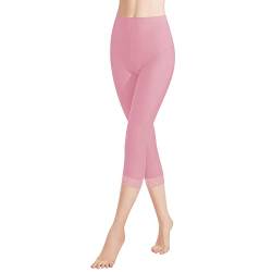 Libella Damen Leggings 3/4 Hose mit Spitze aus Baumwolle Capri-Hose mit Hohe Taille bunt Slim Fitnesshose Rosa XXL 4166 von Libella