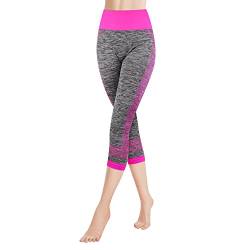 Libella Damen Leggings 3/4 Sporthose High Waist Sportleggins Mehrfarbig Strech Fitness Laufhose Caprihose 4119 Rosa S M von Libella