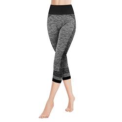 Libella Damen Leggings 3/4 Sporthose High Waist Sportleggins Mehrfarbig Strech Fitness Laufhose Caprihose 4119 Schwarz, 42-44 EU (Tag L/XL) von Libella