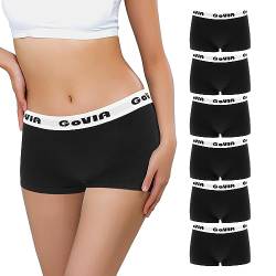 Libella Damen Panties Boxershorts 6er Pack Hipsters Panties Damen Boxershorts aus Baumwolle Unterhosen,Damen Boyshorts Höschen Baumwolle Boxershorts Schwarz 3921 BL XL von Libella