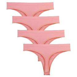 Libella Damen String Tanga Unterhosen Mikrofaser Nahtlos Tiefer Bund Pink 4er Pack 3909PISM-4 von Libella