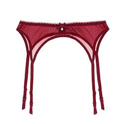 Libella Damen Strumpfhalter Strapsgürtel mit glitzernden Strass-Stück 2506 Rot 2XL von Libella