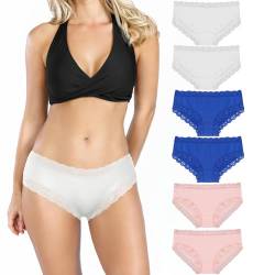 Libella Damen Unterhosen Panty Hipster Spitze Microfaser Taillenslip 6er Pack UN2 M von Libella