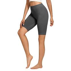 Libella Radlerhose Damen Kurze Leggings Baumwolle High Waist Shorts Blickdicht Sommer Sportshorts Grau 4165 L von Libella