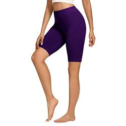 Libella Radlerhose Damen Kurze Leggings Baumwolle High Waist Shorts Blickdicht Sommer Sportshorts Lila 4165 L von Libella