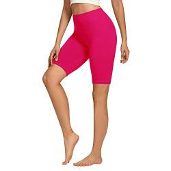 Libella Radlerhose Damen Kurze Leggings Baumwolle High Waist Shorts Blickdicht Sommer Sportshorts Magenta 4165 L von Libella