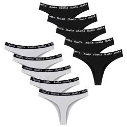 Libella Tanga Damen 10er Pack String Tanga Damen Baumwolle Unterhosen Tanga Set Damen 3207BW L von Libella