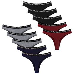 Libella Tangas Damen 10er Pack String Tanga Damen Baumwolle Unterhosen Tanga Set Damen 3207BBRG L von Libella