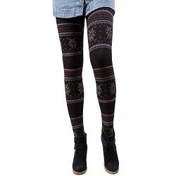 Libella Winterleggings Skinny Thermoleggings Laufhose Norweger mit Weihnachtsmotiven Teddy-Innenfleece Frauen/Mädchen 4145D von Libella