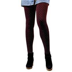 Libella Winterleggings Skinny Thermoleggings Laufhose mit Pünktchen Norweger Teddy-Innenfleece Frauen/Mädchen 4146 Dunkelrot von Libella