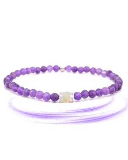 Liberty Angels Amethyst Armband - Naturstein Armband aus 925er Silber & Opal - Perlenarmband Damen & Herren Edelsteinarmband - Heilstein Armband von Liberty Angels