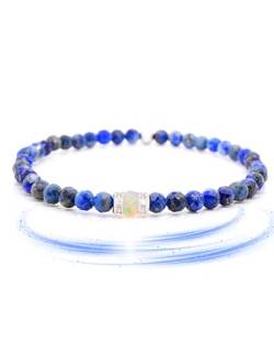 Liberty Angels Lapislazuli Armband - Naturstein Armband aus 925er Silber & Opal - Perlenarmband Damen & Herren Edelsteinarmband - Heilstein Armband von Liberty Angels