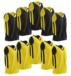 10 Stück wendbare Herren Mesh Performance Athletic Basketball Trikots - Blank Team Uniformen für Sport Scrimmage Bulk, schwarz / gelb, Einheitsgröße von Liberty Imports
