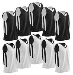 10 Stück wendbare Herren Mesh Performance Athletic Basketball Trikots - Blank Team Uniformen für Sport Scrimmage Bulk, schwarz / weiß, Einheitsgröße von Liberty Imports