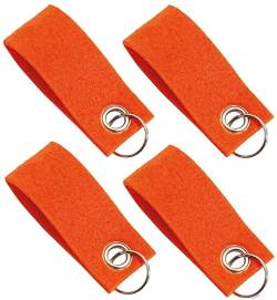 Libetui Set 4 Schlüsselanhänger Filz Orange Schlüsselring mit Anhänger aus Filz Schlüsselband Filzanhänger beschriftbar strapazierfähig, Farbe Orange von Libetui