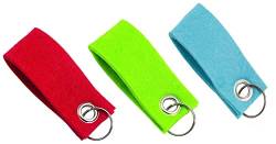 Libetui Set Schlüsselanhänger Filz Schlüsselring mit Anhänger aus Filz Schlüsselband Filzanhänger beschriftbar strapazierfähig (grün-rot-grau) von Libetui