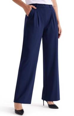 Libin Damenhose mit weitem Bein, 73,7 cm / 78,7 cm, hohe Taille, Business-Arbeitshose, Kleid, Yoga, Golf, Freizeithose, Marineblau, 10 von Libin
