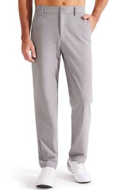 Libin Golfhose Herren Lang Chino Hose Herren Regular Fit Stretch Anzughose Business Hose Bequeme Stoffhose für Männer mit 4 Taschen 78cm Innenlänge Hellgrau von Libin