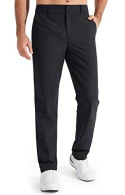 Libin Herren Golf Hosen Slim Fit Stretch Arbeitskleid Hosen 30"/32" Schnelltrocknend Leichter Casual Komfort mit Taschen (DE/NL/SE/PL, Bundweite & Schrittlänge, 32, 30, Black) von Libin