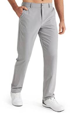 Libin Herren Golf Hosen Slim Fit Stretch Arbeitskleid Hosen 30"/32" Schnelltrocknend Leichter Casual Komfort mit Taschen (DE/NL/SE/PL, Bundweite & Schrittlänge, 32, 30, Light Grey) von Libin