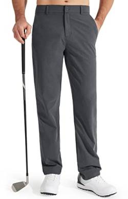 Libin Herren Golf Hosen Slim Fit Stretch Arbeitskleid Hosen 30"/32" Schnelltrocknend Leichter Casual Komfort mit Taschen (DE/NL/SE/PL, Bundweite & Schrittlänge, 32, 32, Iron Grey) von Libin