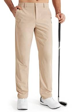 Libin Herren Golf Hosen Slim Fit Stretch Arbeitskleid Hosen 30"/32" Schnelltrocknend Leichter Casual Komfort mit Taschen (DE/NL/SE/PL, Bundweite & Schrittlänge, 40, 30, Khaki) von Libin