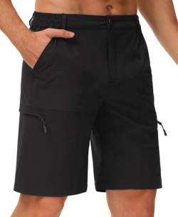 Libin Herren Wandershorts Leichte Schnelltrocknend Sommer Kurz Hose Stretch Trekking Outdoor Cargo Shorts Atmungsaktiv Reise Golf Tactical Shorts, Schwarz S von Libin